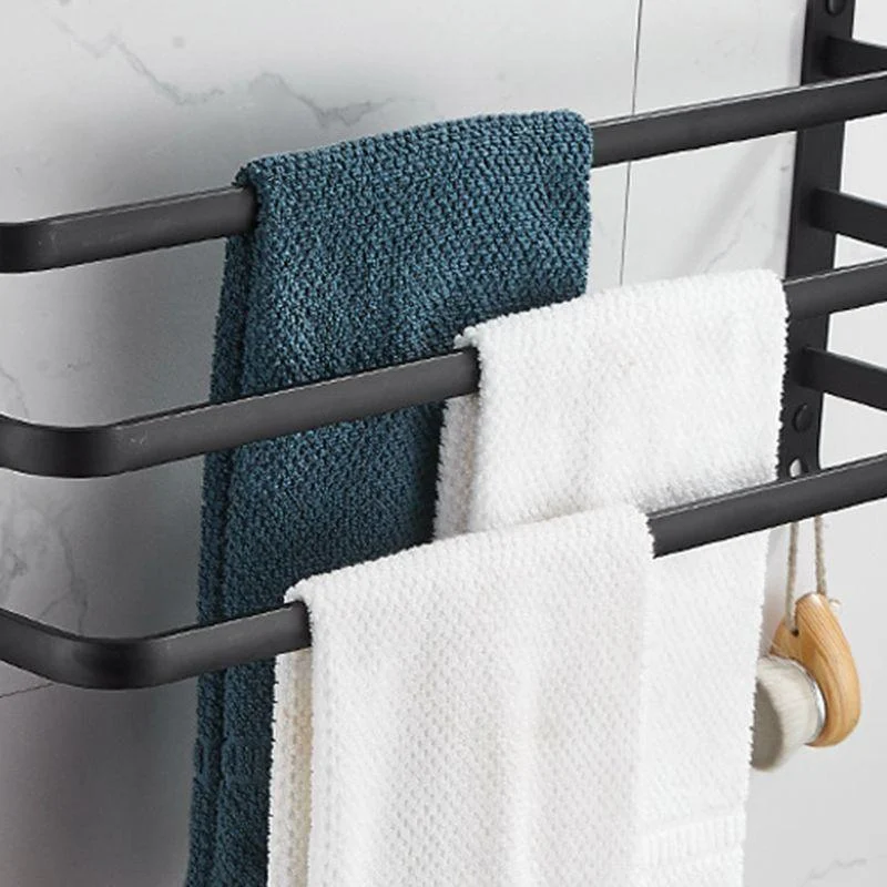 Modern Black Aluminum Bath Hardware Set Towel Bar Bathroom Hardware -Bathlova