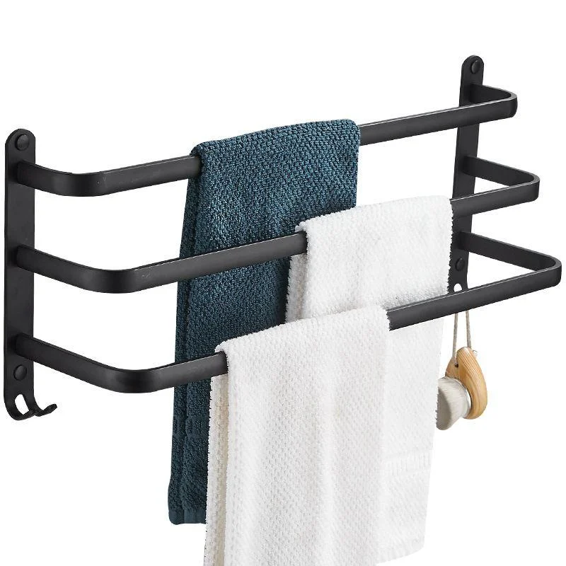 Modern Black Aluminum Bath Hardware Set Towel Bar Bathroom Hardware -Bathlova