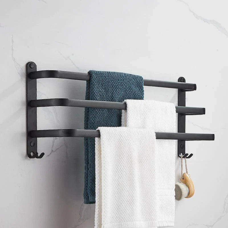 Modern Black Aluminum Bath Hardware Set Towel Bar Bathroom Hardware -Bathlova