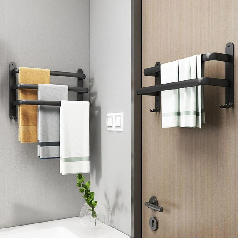 Modern Black Aluminum Bath Hardware Set Towel Bar Bathroom Hardware -Bathlova