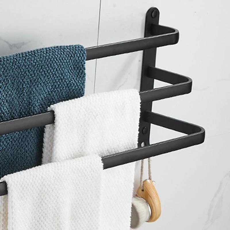 Modern Black Aluminum Bath Hardware Set Towel Bar Bathroom Hardware -Bathlova