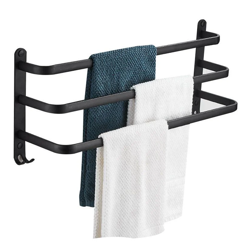 Modern Black Aluminum Bath Hardware Set Towel Bar Bathroom Hardware -Bathlova