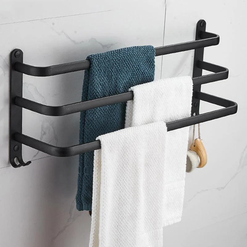 Modern Black Aluminum Bath Hardware Set Towel Bar Bathroom Hardware -Bathlova