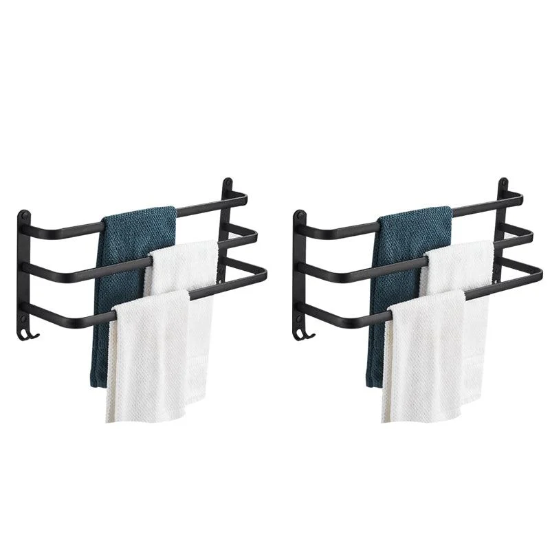 Modern Black Aluminum Bath Hardware Set Towel Bar Bathroom Hardware -Bathlova