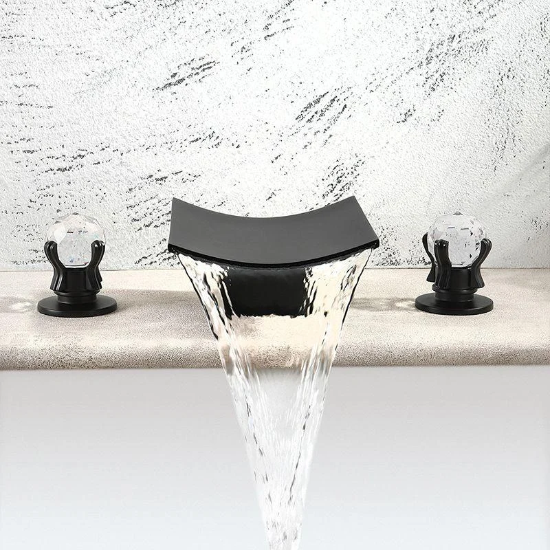 Modern Black Basin Lavatory Tap with 2 Handle Solid Brass Bathroom Sink Tap -Bathlova