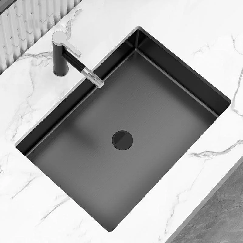 Modern Black Basin Sink Stainless Steel Rectangular Undermount Bathroom Sink -Bathlova