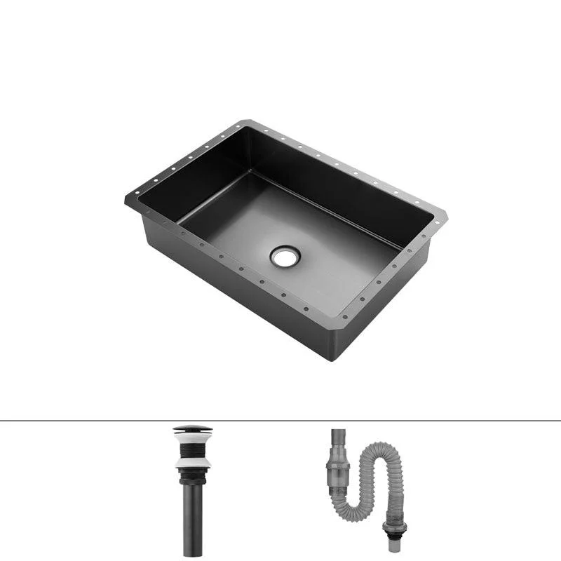 Modern Black Basin Sink Stainless Steel Rectangular Undermount Bathroom Sink -Bathlova