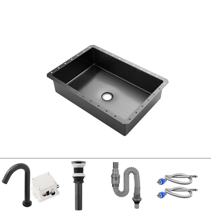 Modern Black Basin Sink Stainless Steel Rectangular Undermount Bathroom Sink -Bathlova