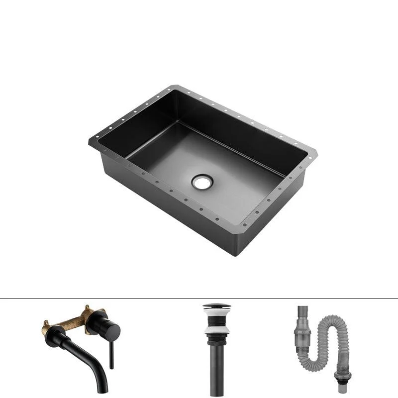 Modern Black Basin Sink Stainless Steel Rectangular Undermount Bathroom Sink -Bathlova