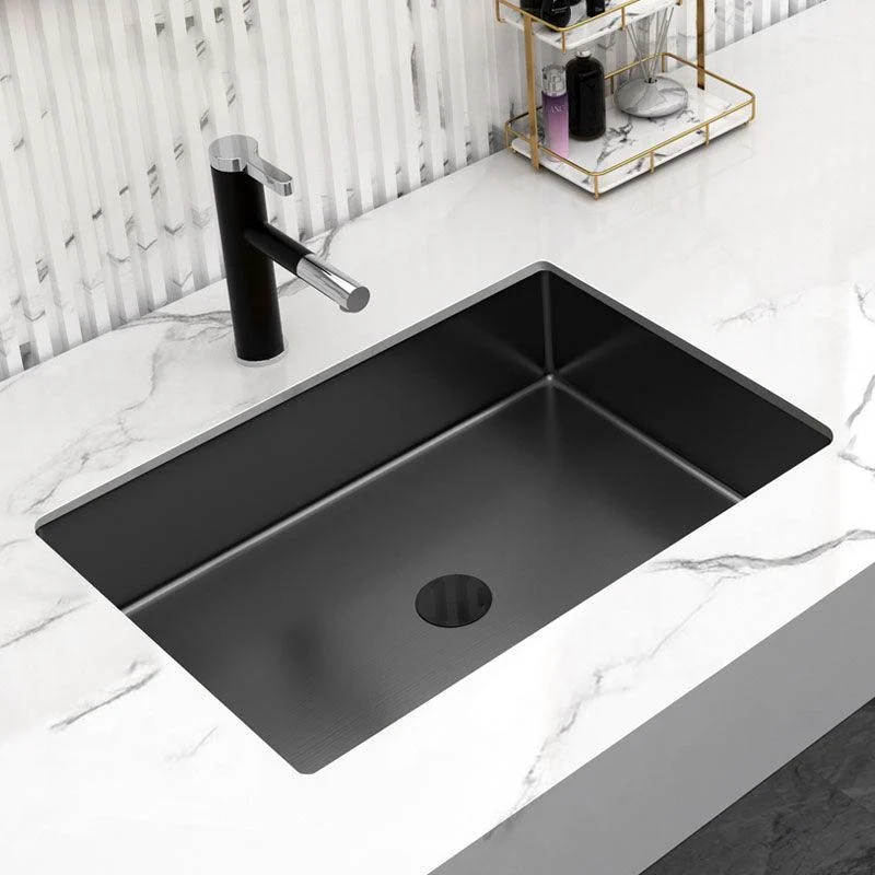 Modern Black Basin Sink Stainless Steel Rectangular Undermount Bathroom Sink -Bathlova