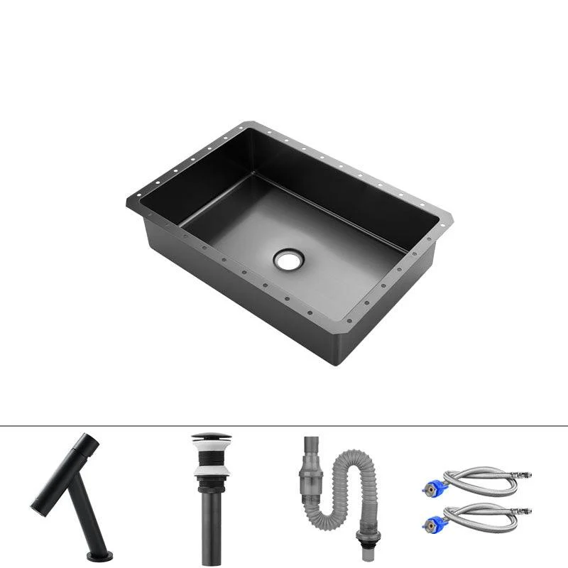 Modern Black Basin Sink Stainless Steel Rectangular Undermount Bathroom Sink -Bathlova