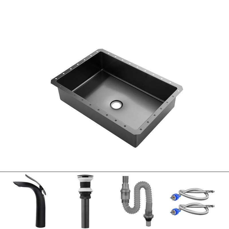 Modern Black Basin Sink Stainless Steel Rectangular Undermount Bathroom Sink -Bathlova