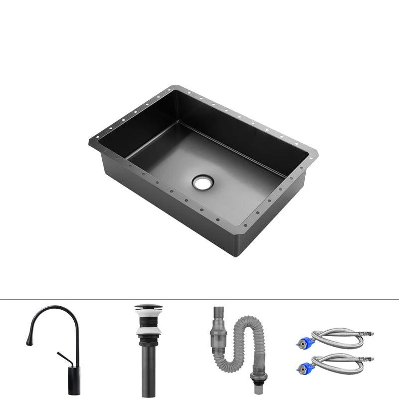 Modern Black Basin Sink Stainless Steel Rectangular Undermount Bathroom Sink -Bathlova