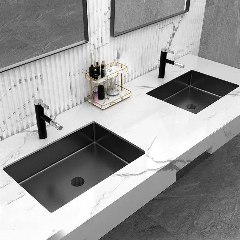 Modern Black Basin Sink Stainless Steel Rectangular Undermount Bathroom Sink -Bathlova