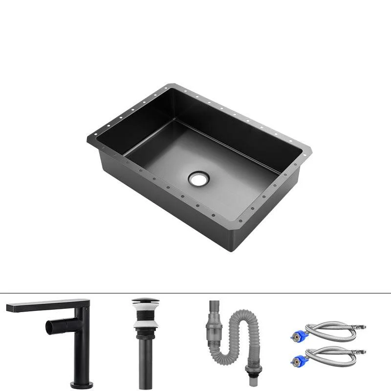 Modern Black Basin Sink Stainless Steel Rectangular Undermount Bathroom Sink -Bathlova