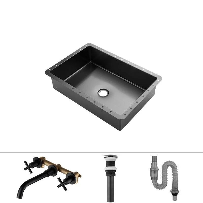 Modern Black Basin Sink Stainless Steel Rectangular Undermount Bathroom Sink -Bathlova