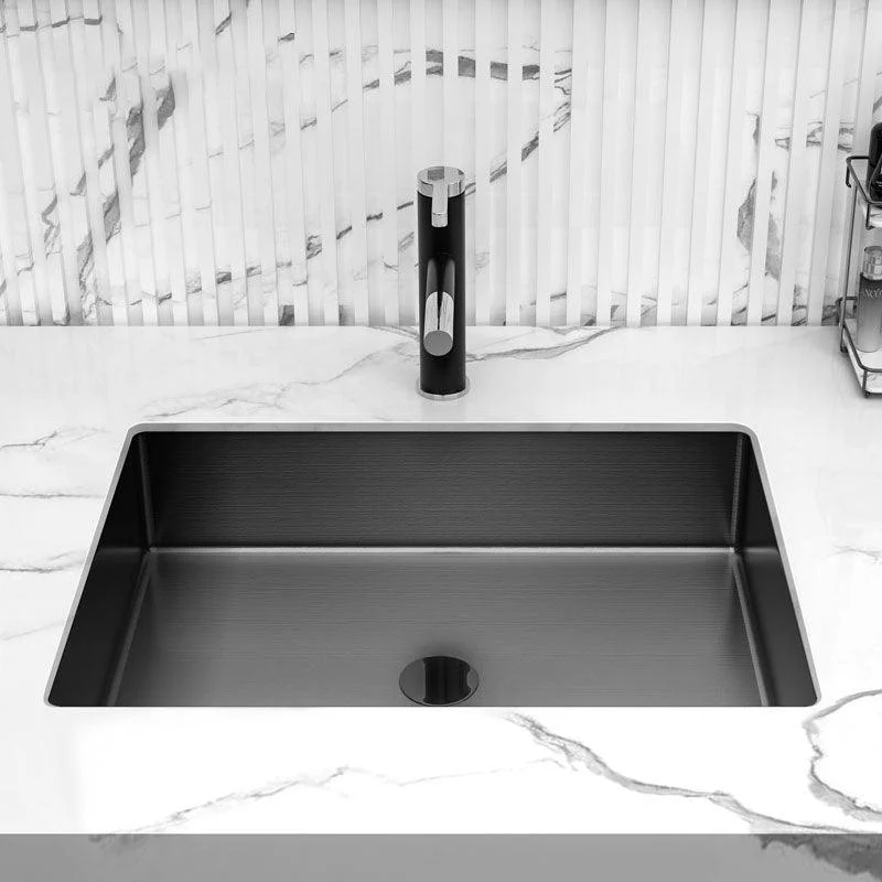 Modern Black Basin Sink Stainless Steel Rectangular Undermount Bathroom Sink -Bathlova