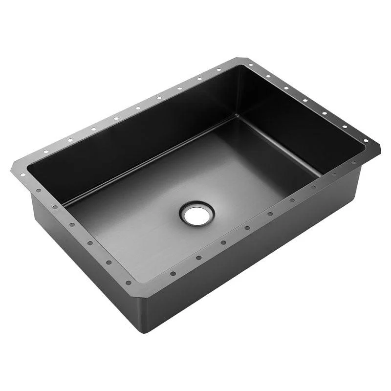 Modern Black Basin Sink Stainless Steel Rectangular Undermount Bathroom Sink -Bathlova