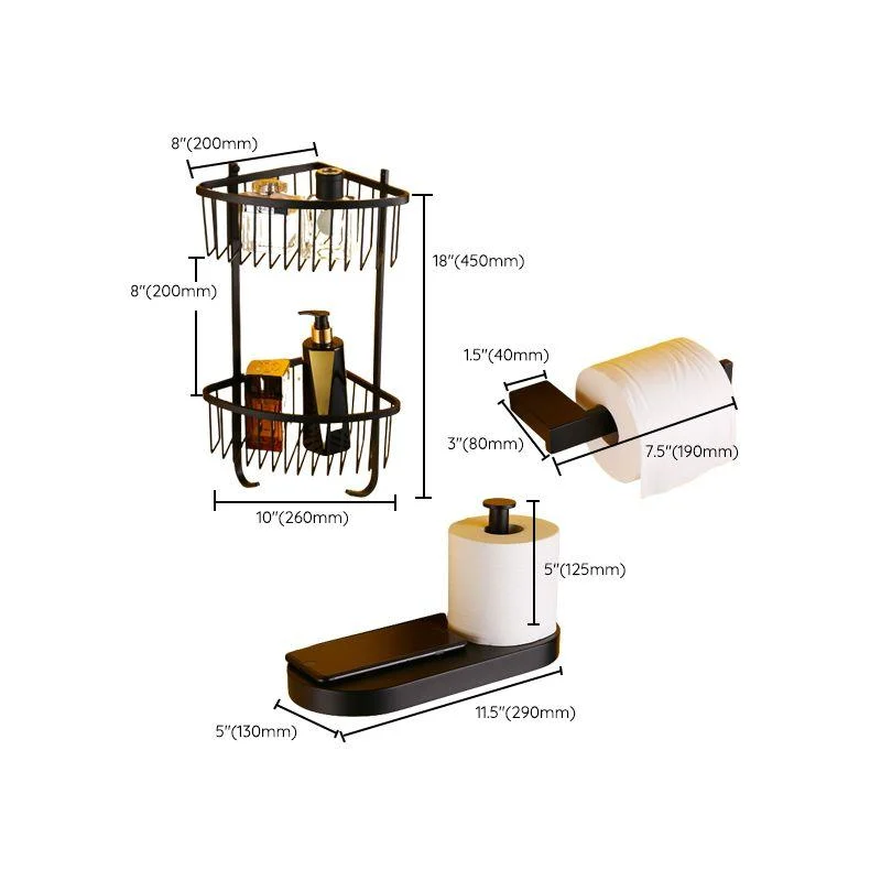 Modern Black Bathroom Accessory Kit with Bath Shelf and Soap Dish -Bathlova