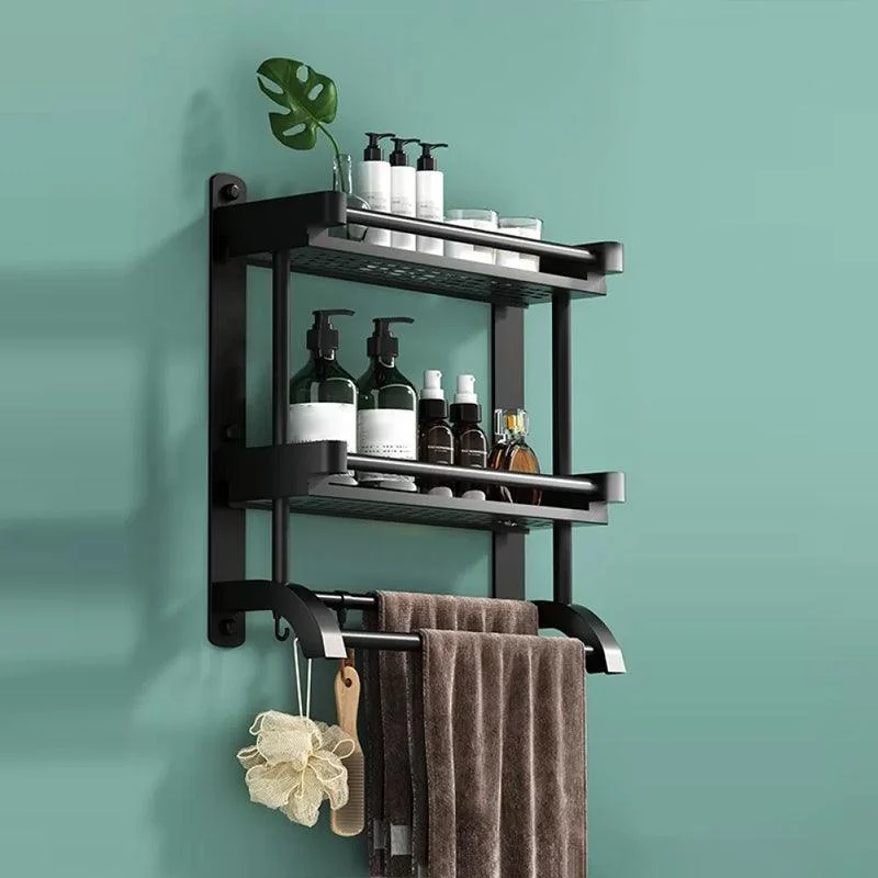 Modern Black Bathroom Accessory Stainless Steel Hardware Set Bath Shelf -Bathlova