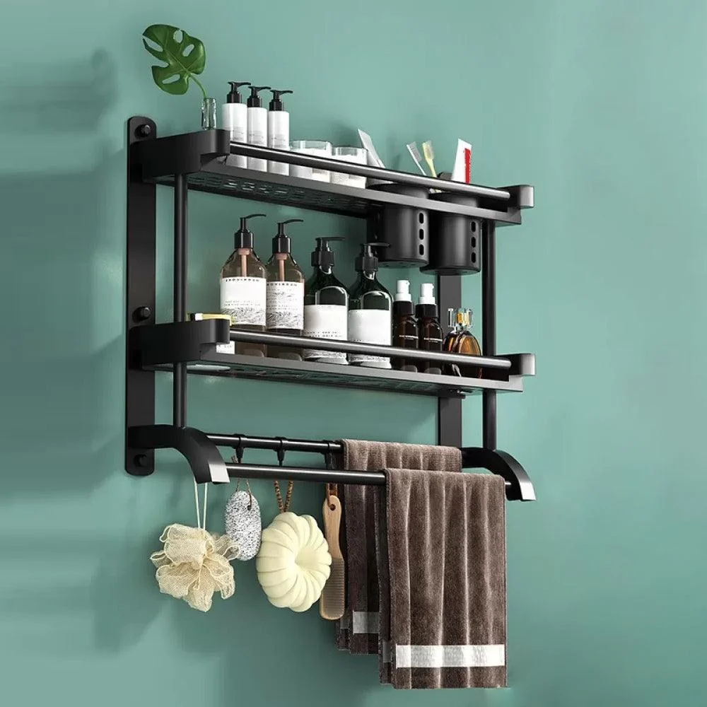 Modern Black Bathroom Accessory Stainless Steel Hardware Set Bath Shelf -Bathlova