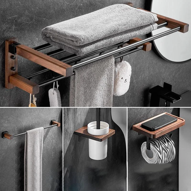 Modern Black Bathroom Set Bath Shelf Towel Bar Bath Hardware Set -Bathlova