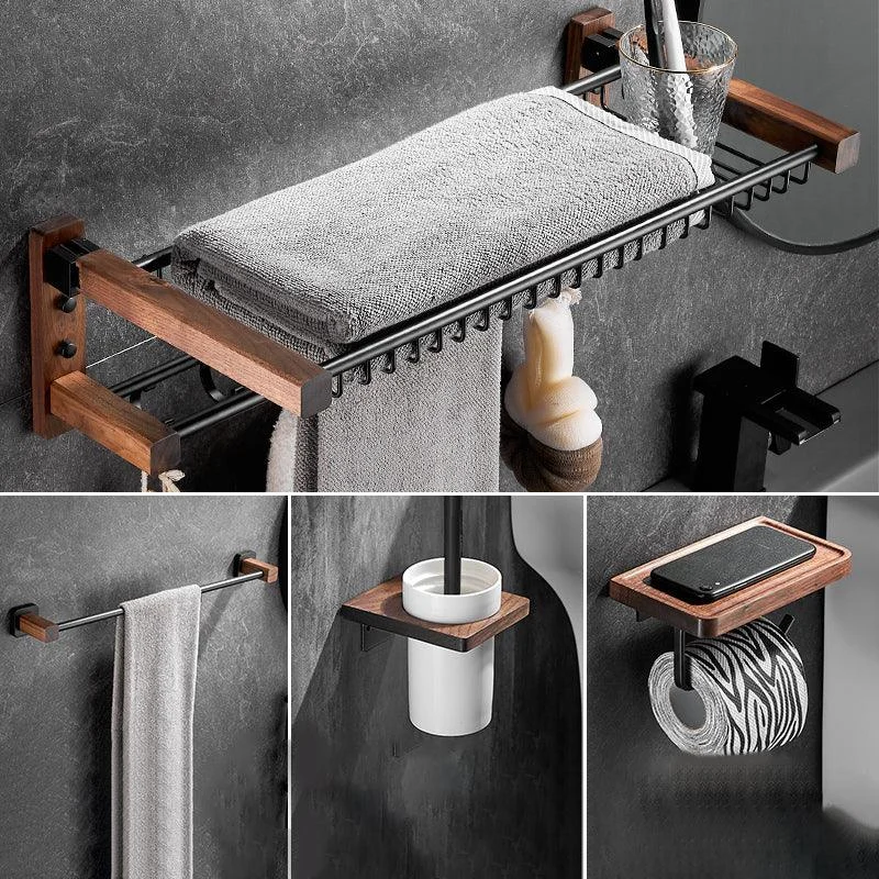 Modern Black Bathroom Set Bath Shelf Towel Bar Bath Hardware Set -Bathlova