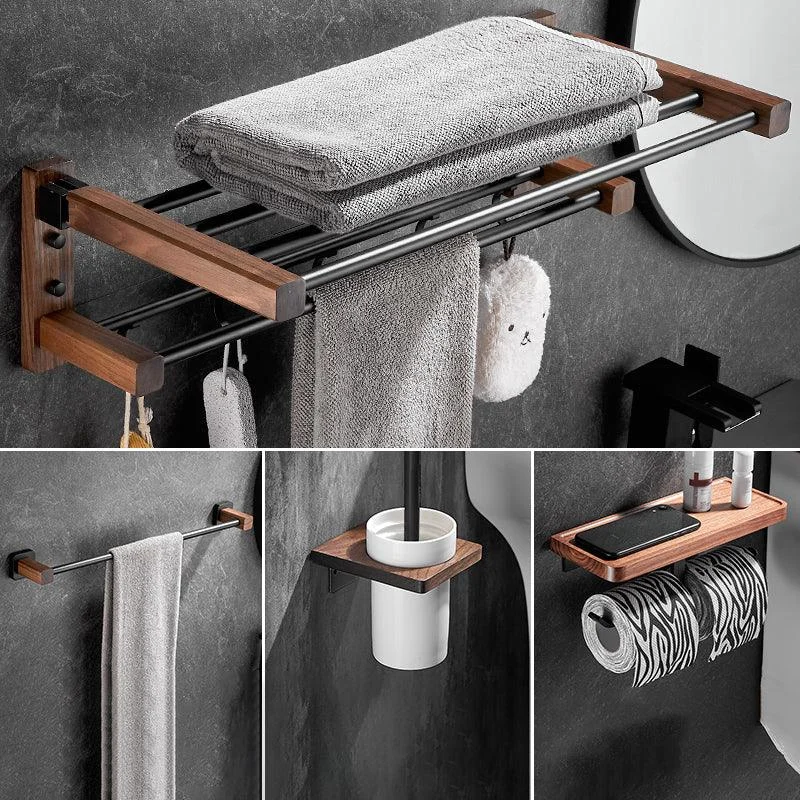 Modern Black Bathroom Set Bath Shelf Towel Bar Bath Hardware Set -Bathlova