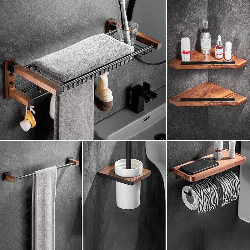 Modern Black Bathroom Set Bath Shelf Towel Bar Bath Hardware Set -Bathlova