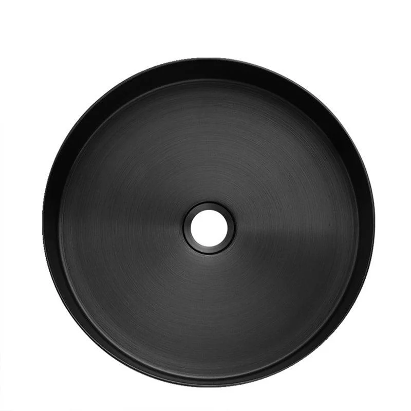 Modern Black Bathroom Sink Metal Round Vessel Bathroom Sink (Not Including Tap) -Bathlova