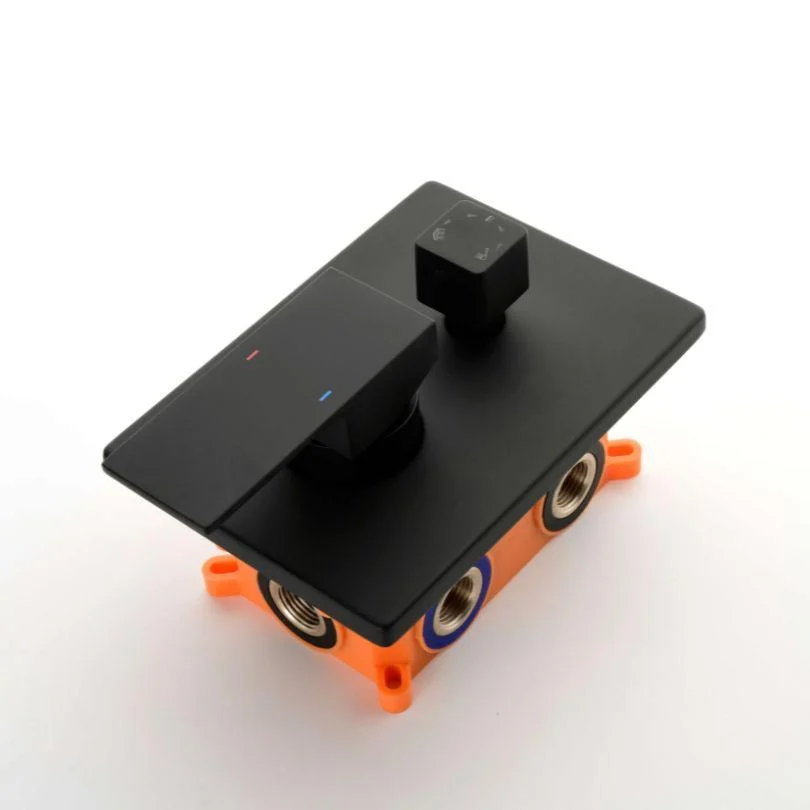 modern-black-brass-shower-system-set-12-shower-head-hand-shower-hose-and-handles-bathlova-6 Modern Black Brass Shower System Set - 12" Shower Head, Hand Shower, Hose, and Handles -Bathlova