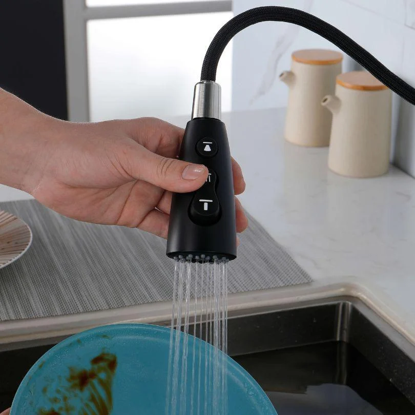 Modern Black Kitchen Tap with Pull Out Sprayer -Bathlova