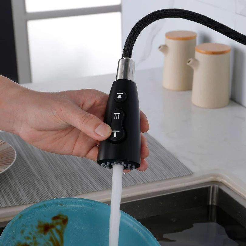 Modern Black Kitchen Tap with Pull Out Sprayer -Bathlova