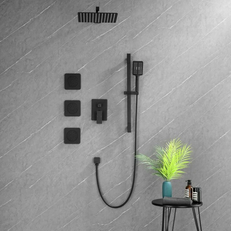 Modern Black Shower System Fixture Set - Shower Head, Body Sprays, Hand Shower and Handle Set -Bathlova