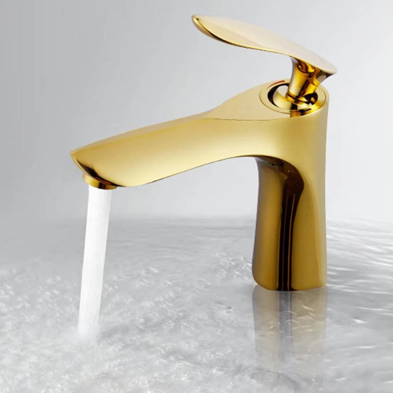 Modern Brass Bathroom Sink Tap Lever Handles Sink Tap with 1 Hole -Bathlova