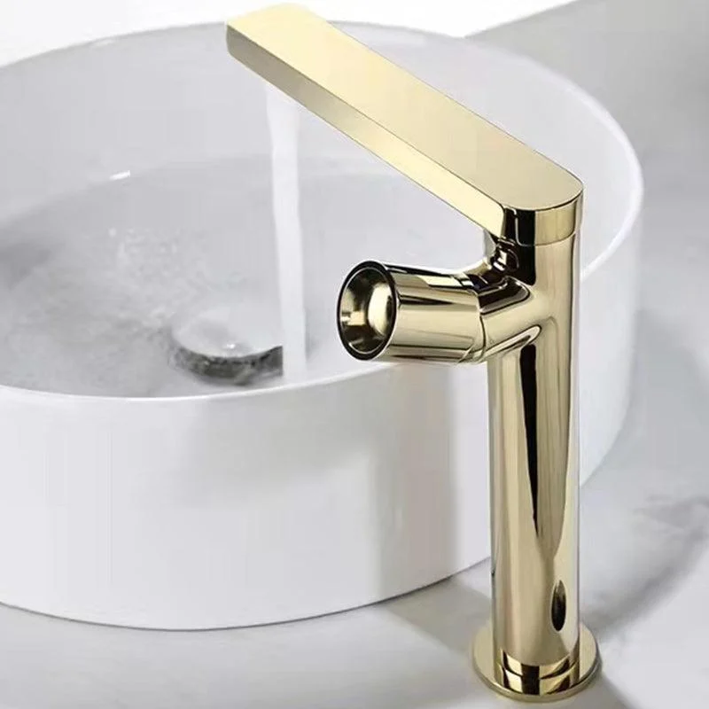 Modern Brass Bathroom Sink Tap Low Arc with Knob Handle Vessel Tap -Bathlova