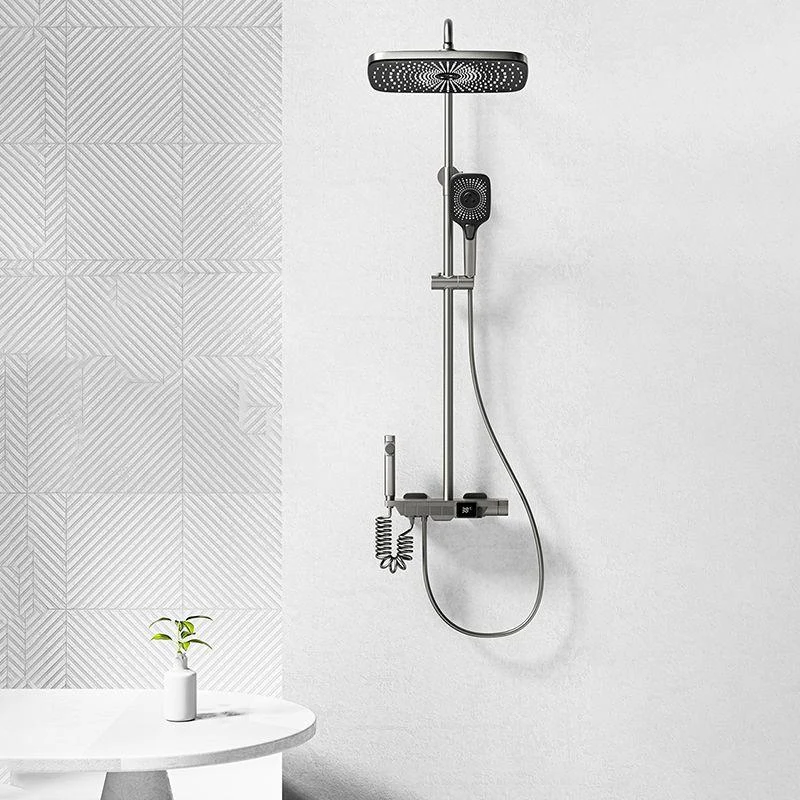 Modern Brass Shower Set 2 Shower Heads Shower Tap in Gray and White -Bathlova