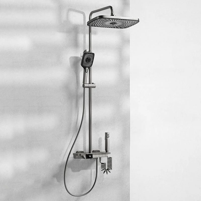 Modern Brass Shower Set 2 Shower Heads Shower Tap in Gray and White -Bathlova