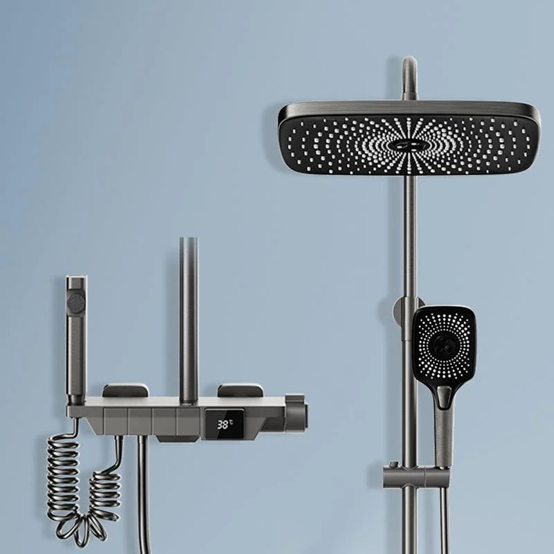 Modern Brass Shower Set 2 Shower Heads Shower Tap in Gray and White -Bathlova