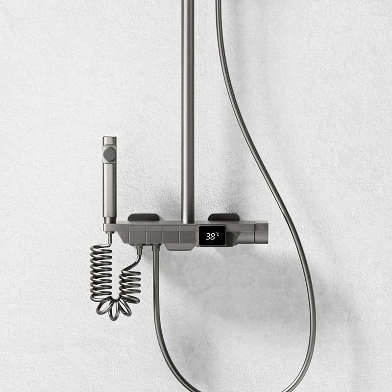 Modern Brass Shower Set 2 Shower Heads Shower Tap in Gray and White -Bathlova