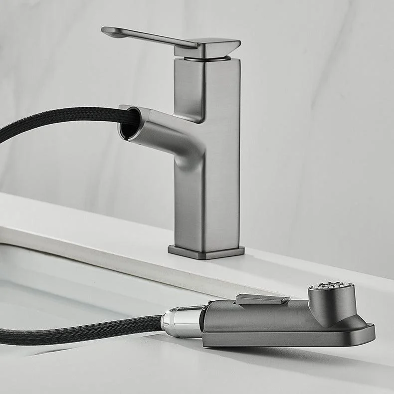 Modern Brass Sink Tap Centerset Bathroom Tap with Water Hose -Bathlova