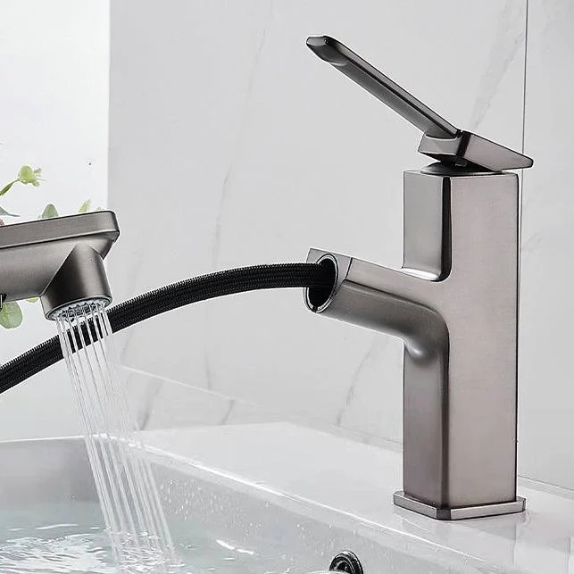 Modern Brass Sink Tap Centerset Bathroom Tap with Water Hose -Bathlova