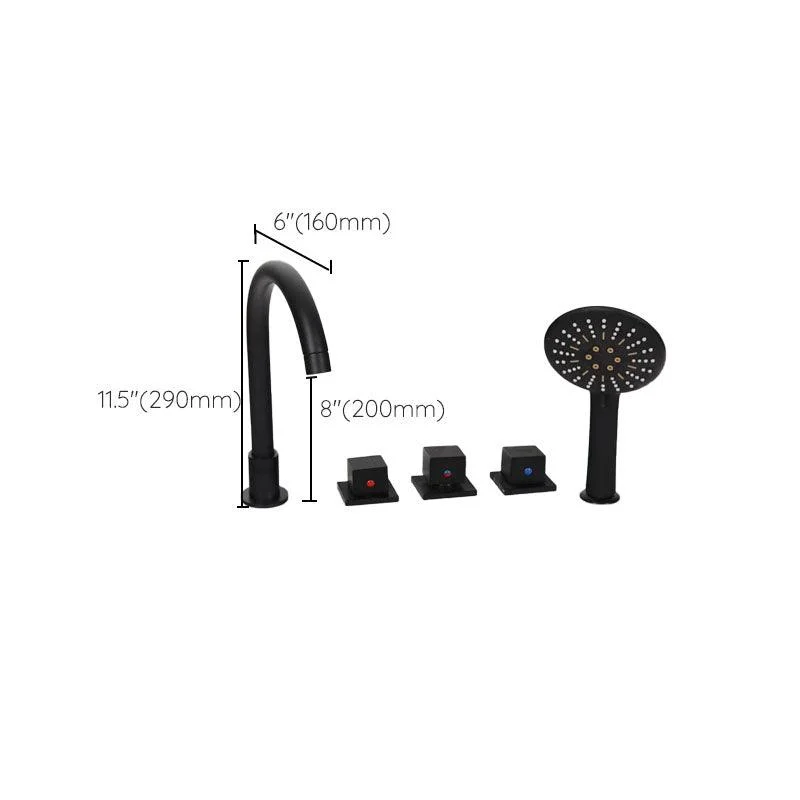 Modern Brass Tub Tap in Black with 3 Handles Deck Mount Bathroom Tap -Bathlova