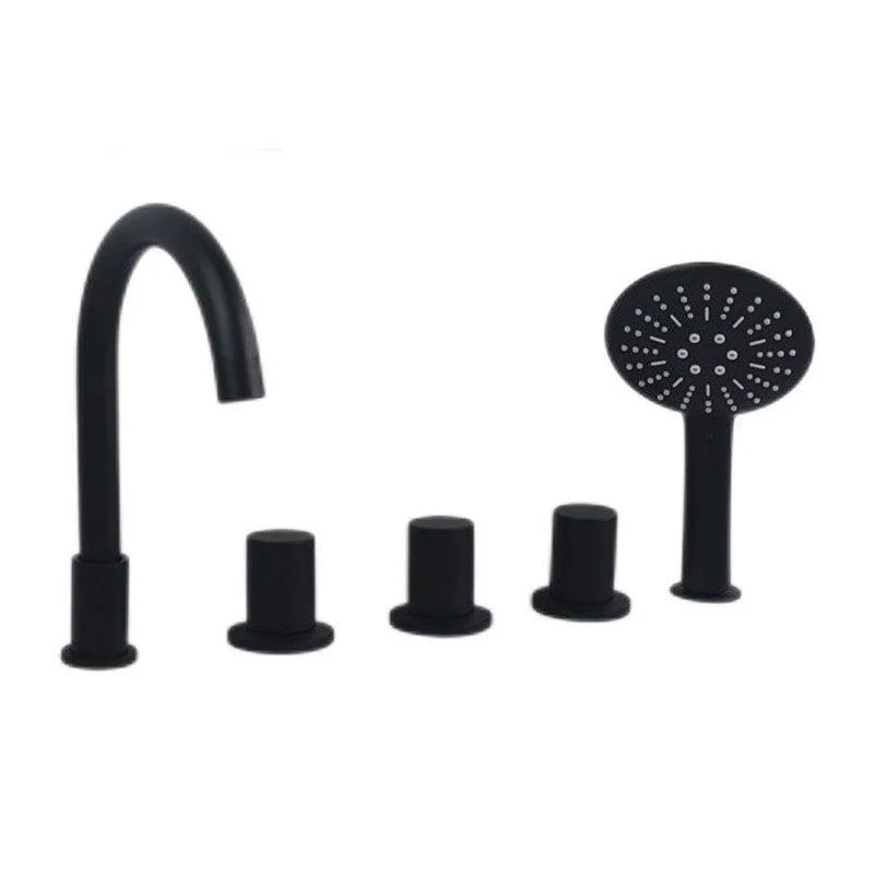 Modern Brass Tub Tap in Black with 3 Handles Deck Mount Bathroom Tap -Bathlova