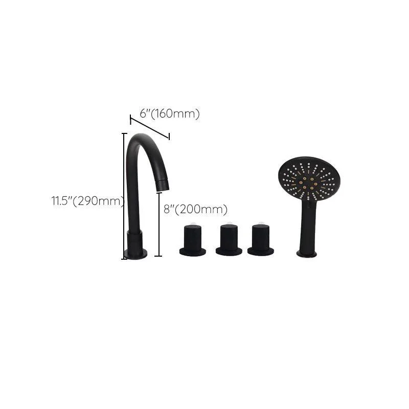 Modern Brass Tub Tap in Black with 3 Handles Deck Mount Bathroom Tap -Bathlova