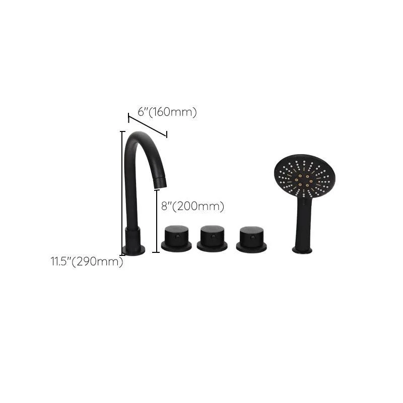 Modern Brass Tub Tap in Black with 3 Handles Deck Mount Bathroom Tap -Bathlova