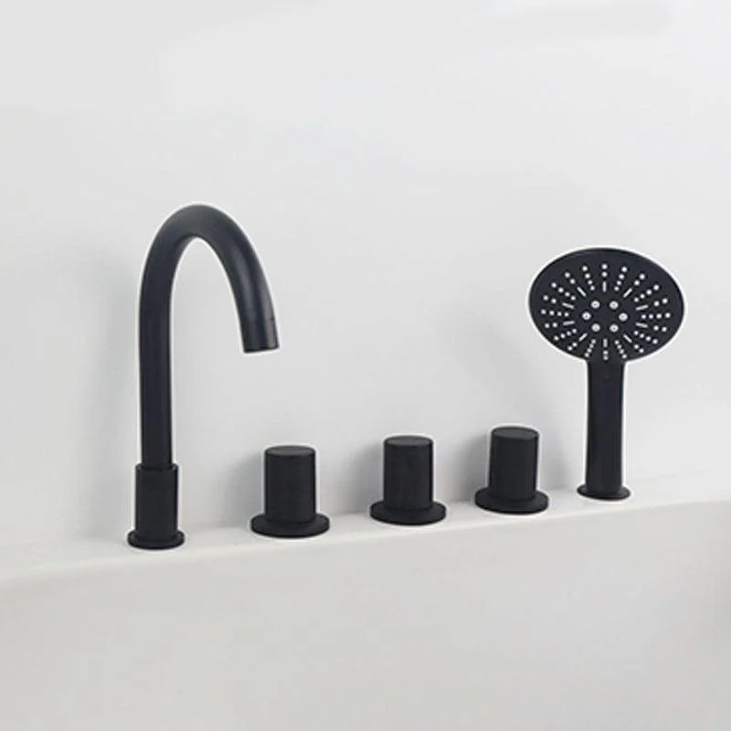 Modern Brass Tub Tap in Black with 3 Handles Deck Mount Bathroom Tap -Bathlova