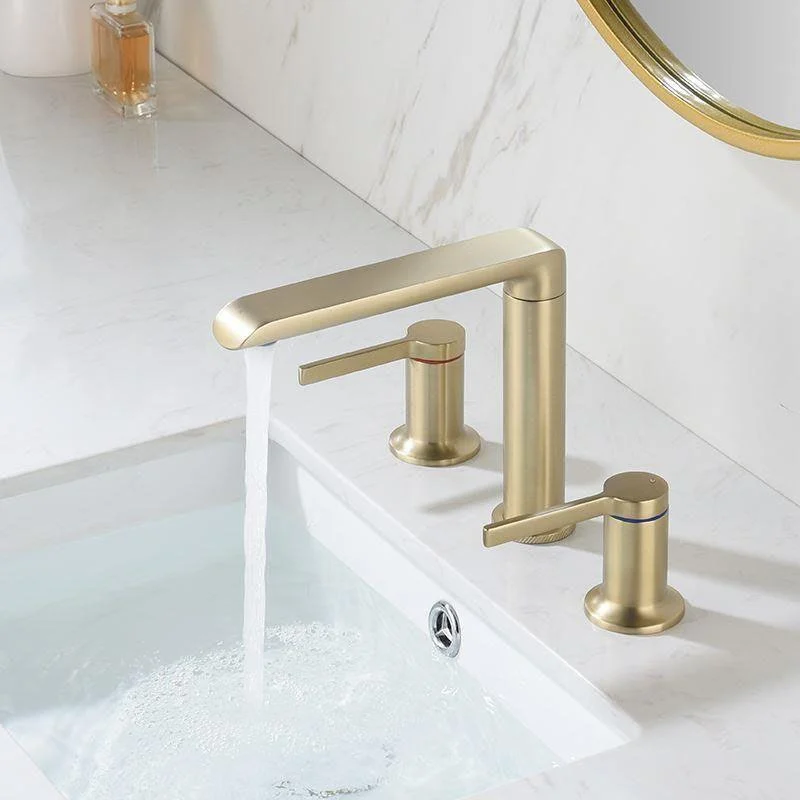 Modern Brass Tub Tap with 2 Handles Deck Mount Bathroom Tap -Bathlova