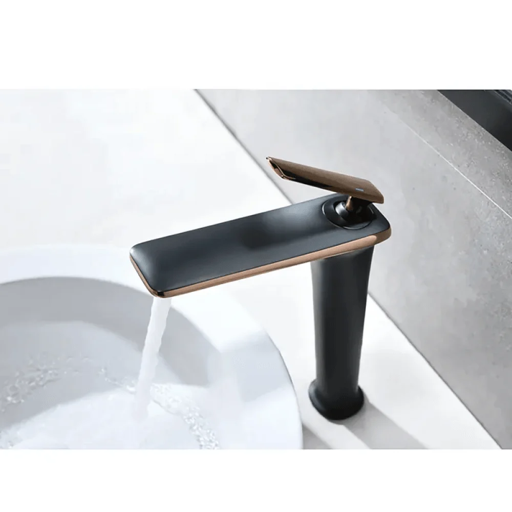 Modern Brass Vessel Bathroom Tap in Black and Gold -Bathlova