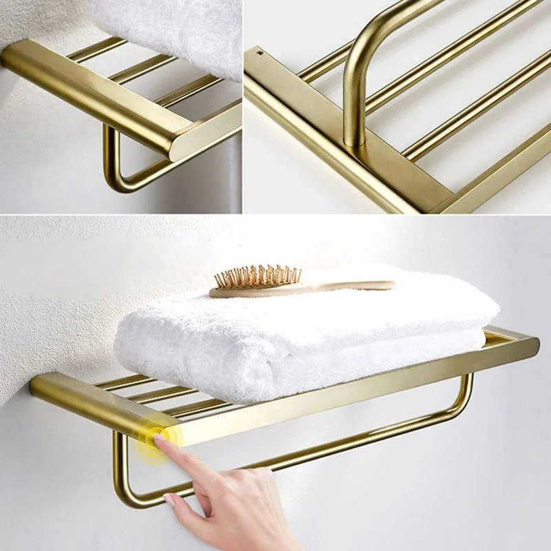 Modern Brushed Brass Bathroom Accessories Hardware Set with Towel Bar -Bathlova